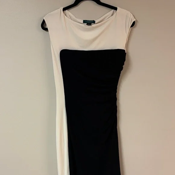 Ralph Lauren Black & Cream Colorblock Dress – Elegant Chic Minimalist Look - Picture 4 of 9